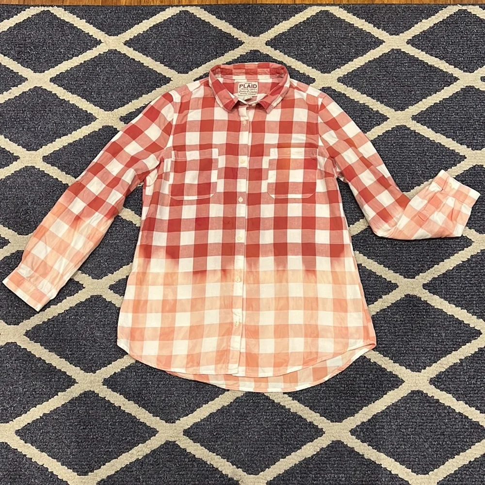 Upcycle flannel xmas bleach button shirt - Picture 7 of 7